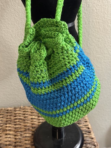 Hand crochet string back pack - string,